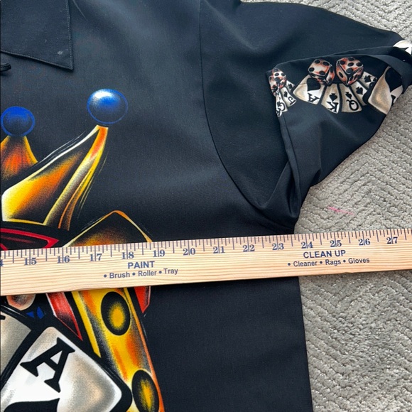 VINTAGE ACE POKER CROWN DICE EIGHTBALL BUTTON SHIRT MENS 38/40 - Picture 7 of 11